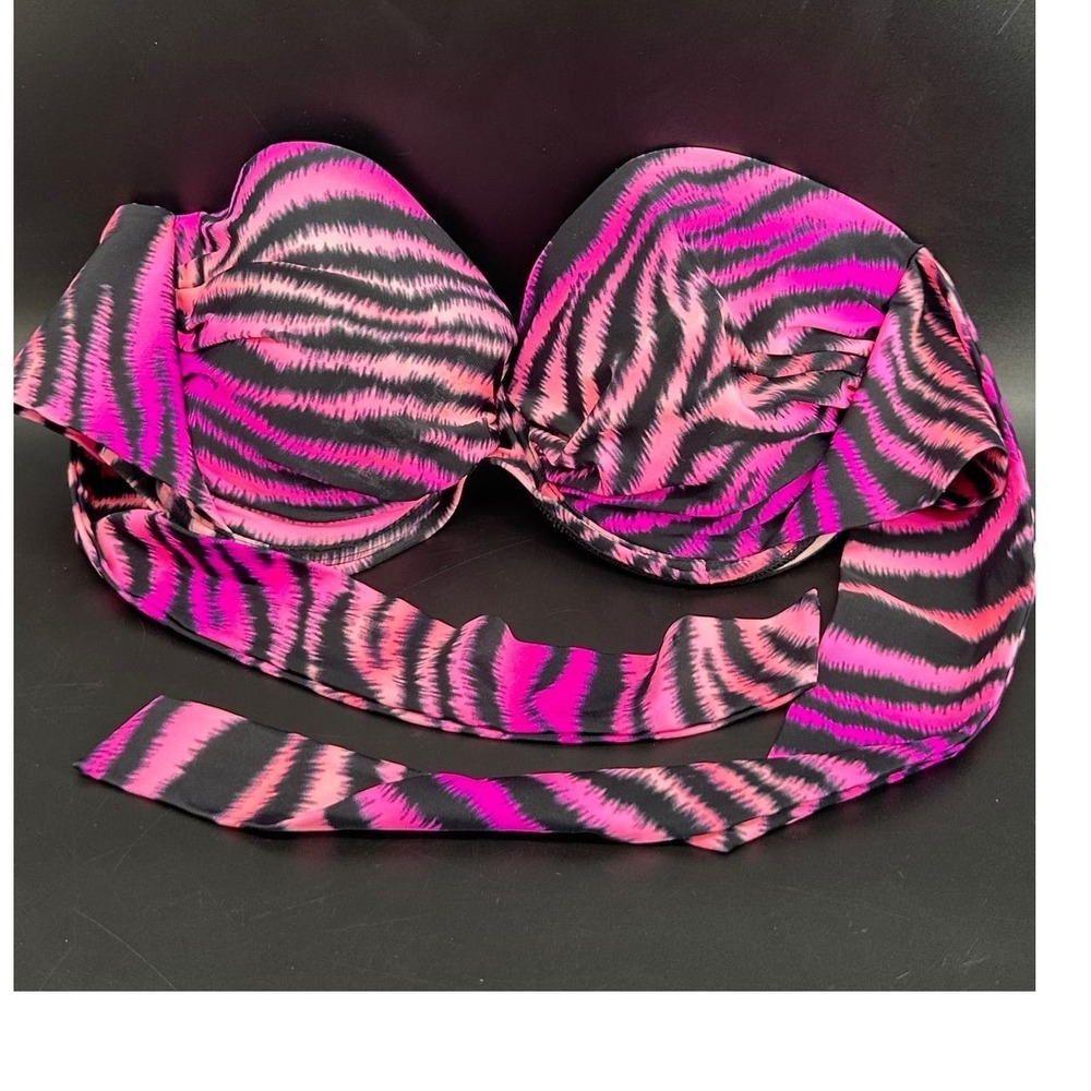 Smart & Sexy Pink Zebra Underwire Wrap Bikini Top 40D Swimwear swim suit